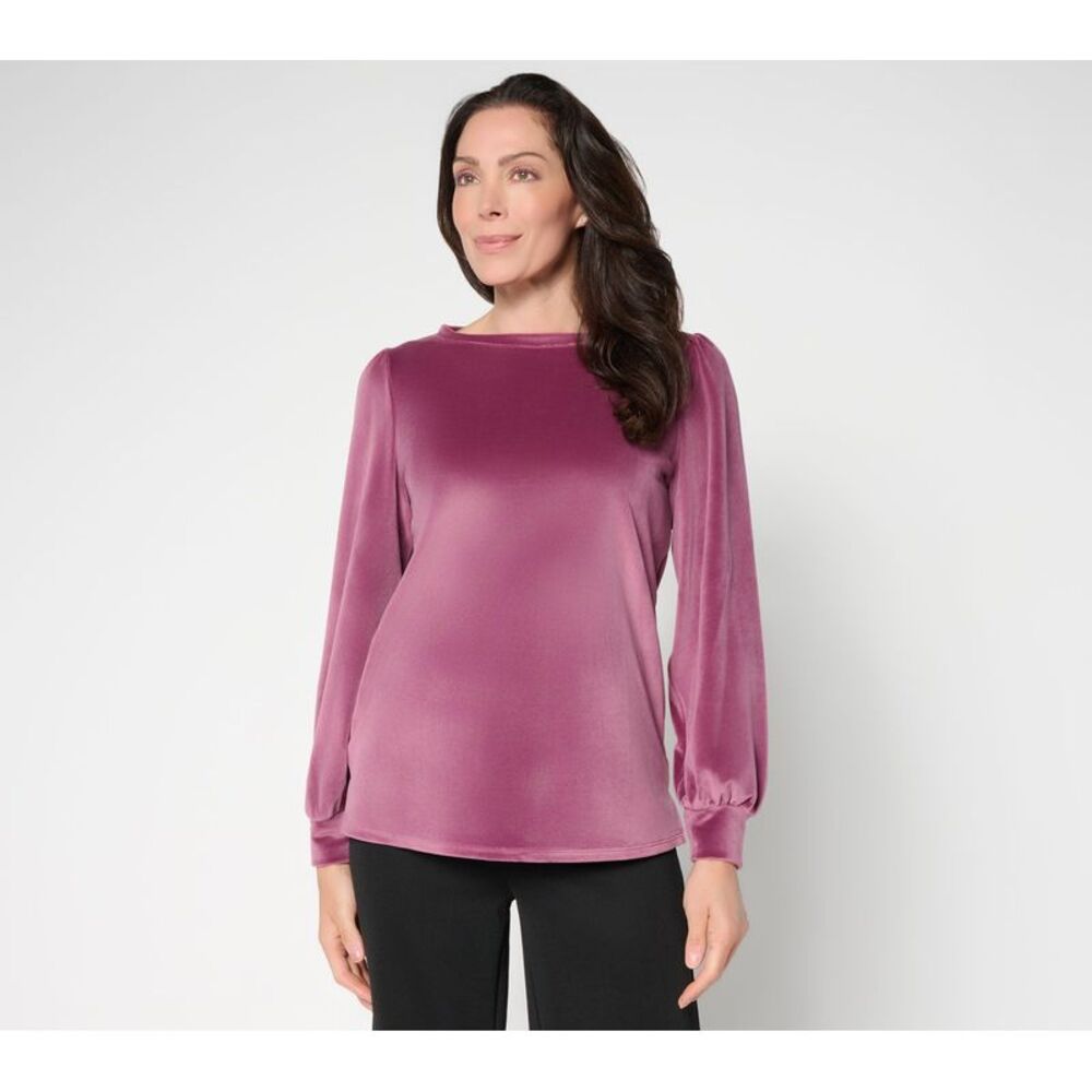SUNNYLiFE Women's Top Sz L Belleour Blouson Sleeve Purple A703695